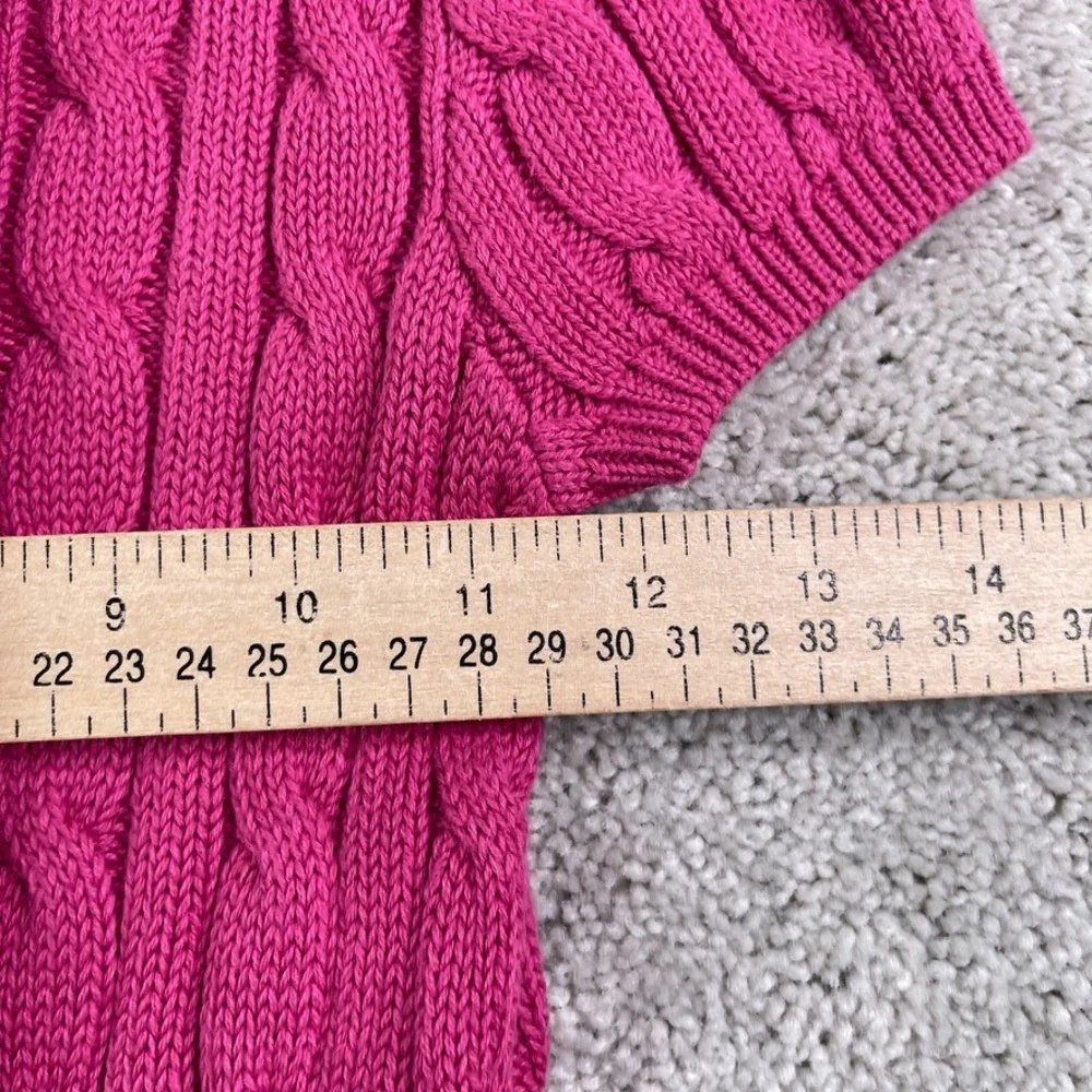 NEW Ralph Lauren Dress Girls Size 6 Pink Cable Knit Short Sleeve Ruffle Hem Prep